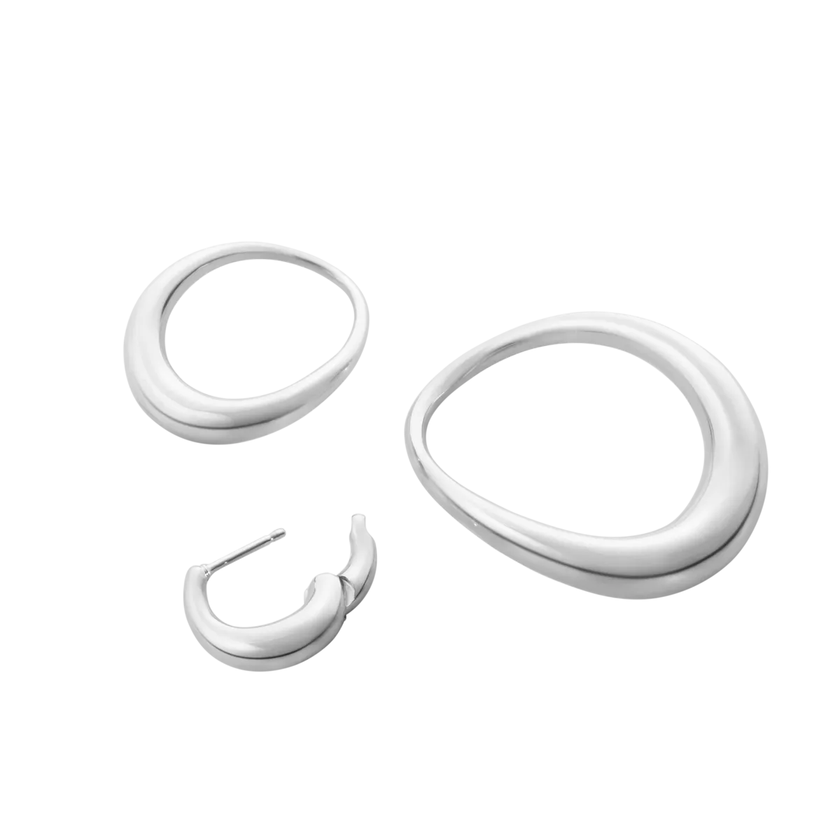 Georg Jensen 20001944 OFFSPRING DOUBLE ELEMENT EARRING 433F SILVER LARGE 04 hos Jarl Sandin