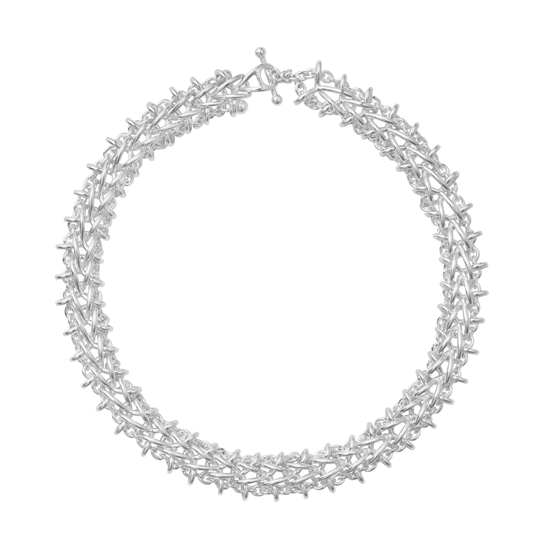 Georg Jensen 20002032 WEFT NECKLACE 663C SILVER DOUBLE LINK hos Jarl Sandin