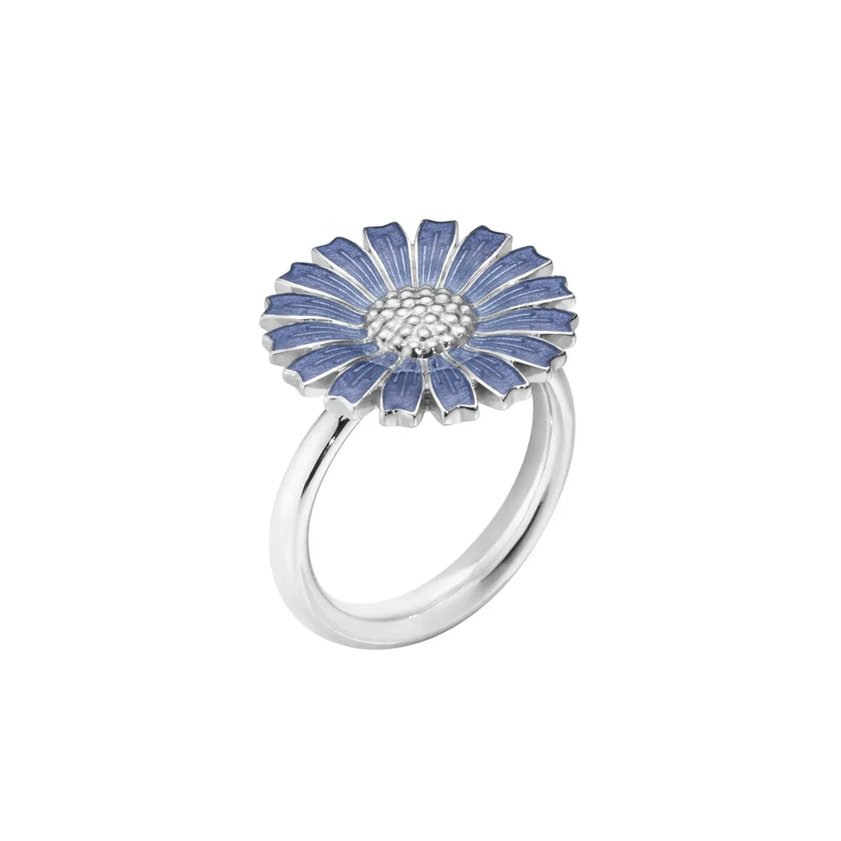 Georg_Jensen_20001744_DAISY_PLAIN_SHANK_RING_SILVER_RH_BLUE_ENAMEL_18MM_kopiera_hos_Jarl_Sandin